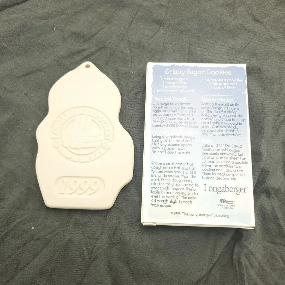Longaberger 1999 Pottery Snow Friends Flurry & Snowball Crispy Suger Cookie Mold
